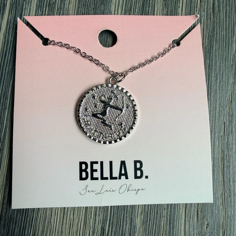 Sagittarius Zodiac Stamp Charm Necklace In Silver